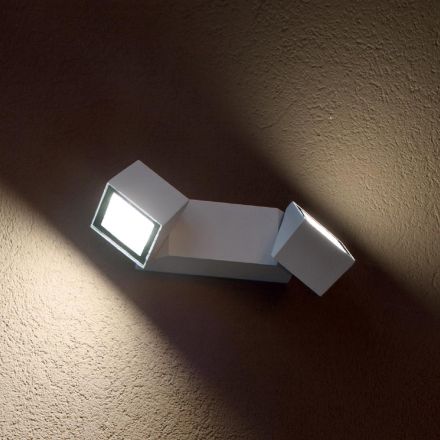Udendørs væglampe 2 lys i hvid aluminium og glas - Malek Viadurini