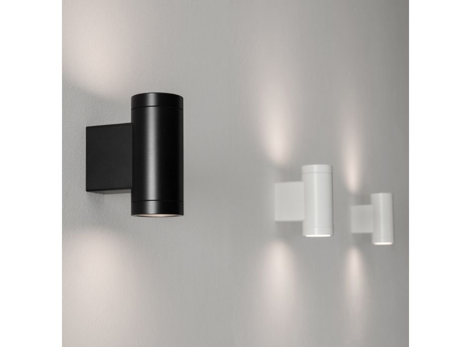 Design udendørs væglampe i hvid eller sort aluminium - Leopida Viadurini