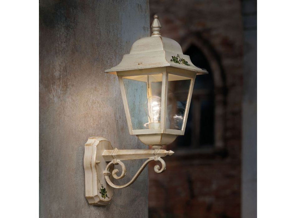 Væglampe i hvid aluminium og håndmalet dekoration - Gorizia Viadurini