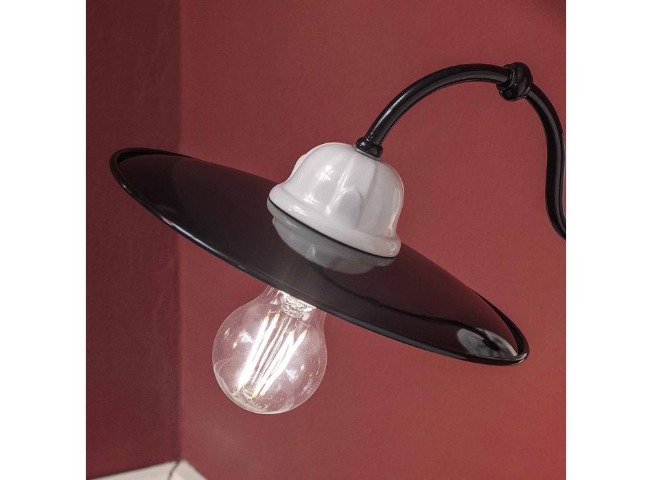 Væglampe i hvid keramik og sort metal Vintage Style - Power Viadurini