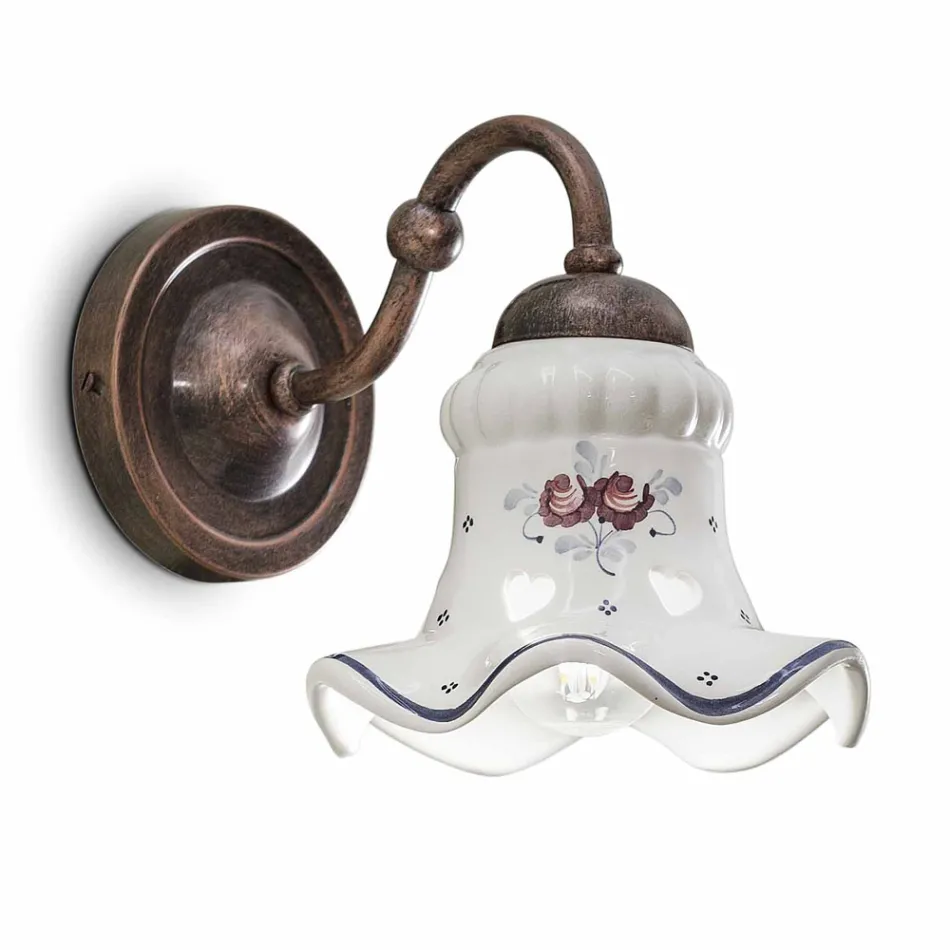 Lampe keramiske væg dekoreret rustikke Ferroluce Chieti Viadurini