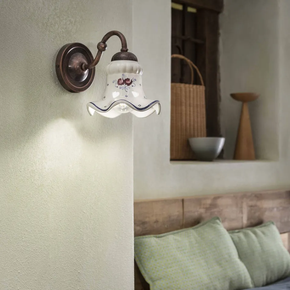 Lampe keramiske væg dekoreret rustikke Ferroluce Chieti Viadurini