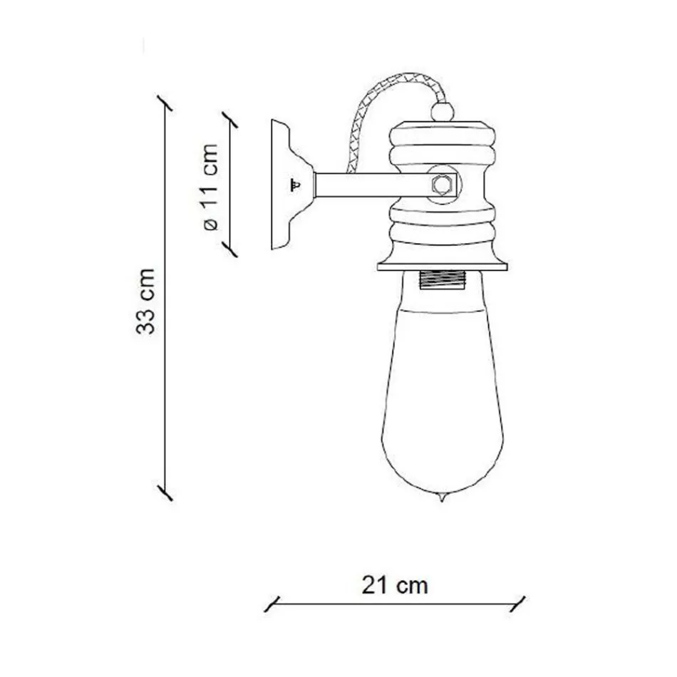 Væglampe i jern og industriel håndlavet keramik - Urban Viadurini