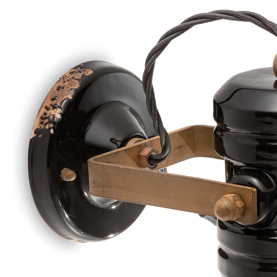 Væglampe i jern og industriel håndlavet keramik - Urban Viadurini