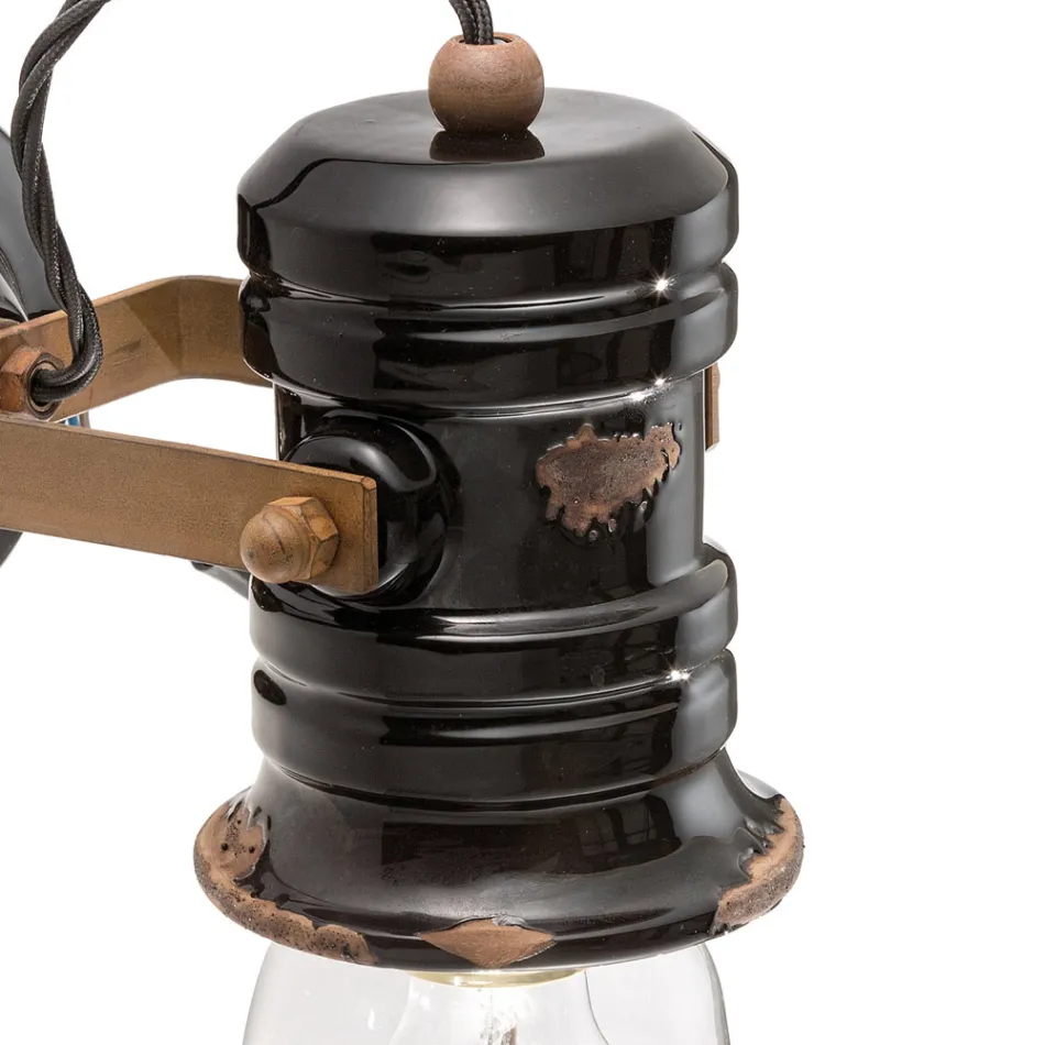 Væglampe i jern og industriel håndlavet keramik - Urban Viadurini