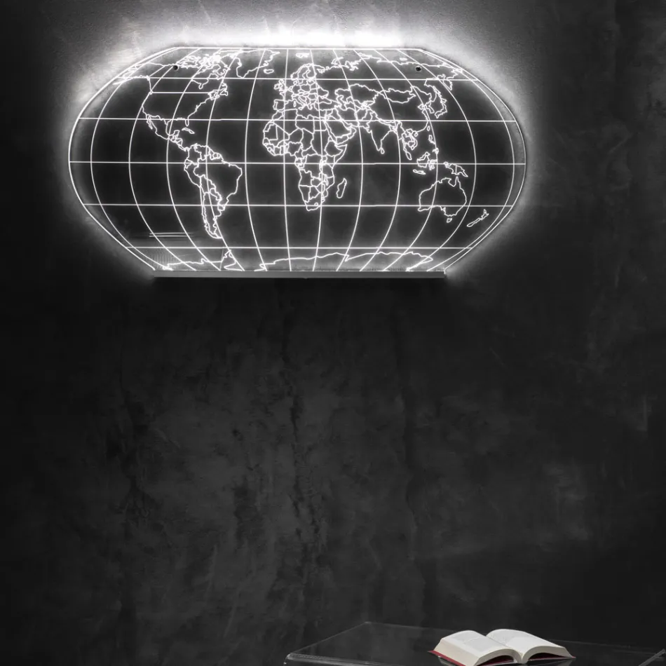 Planisphere væglampe i lasergraveret akrylkrystal - Rihanna Viadurini