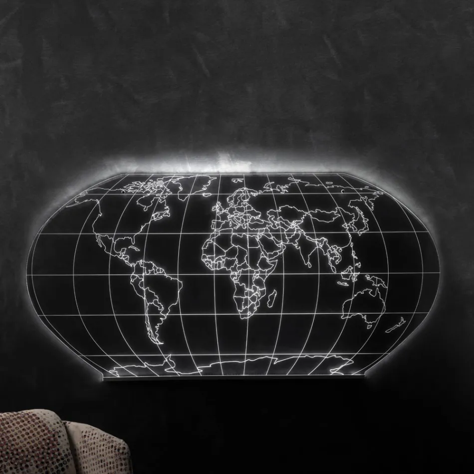 Planisphere væglampe i lasergraveret akrylkrystal - Rihanna Viadurini