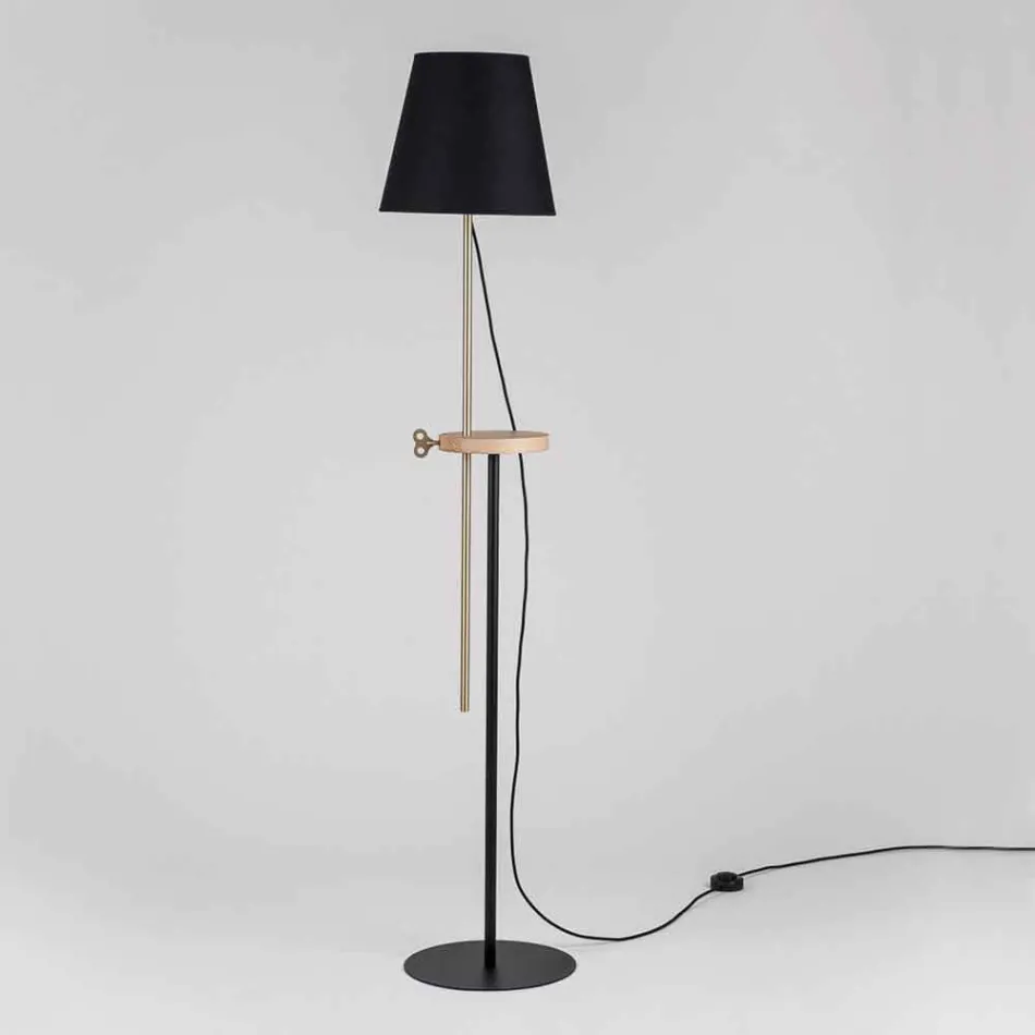 Design gulvlampe i stål, aske og messing Made in Italy - Pitulla Viadurini