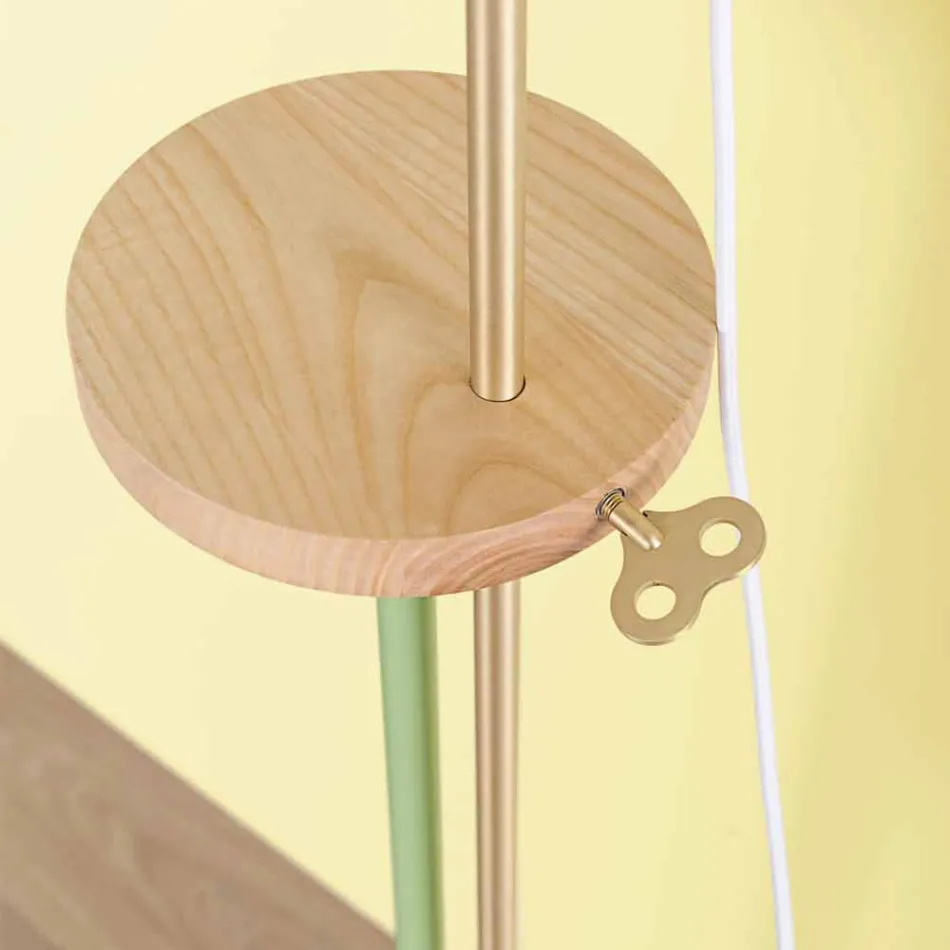 Design gulvlampe i stål, aske og messing Made in Italy - Pitulla Viadurini