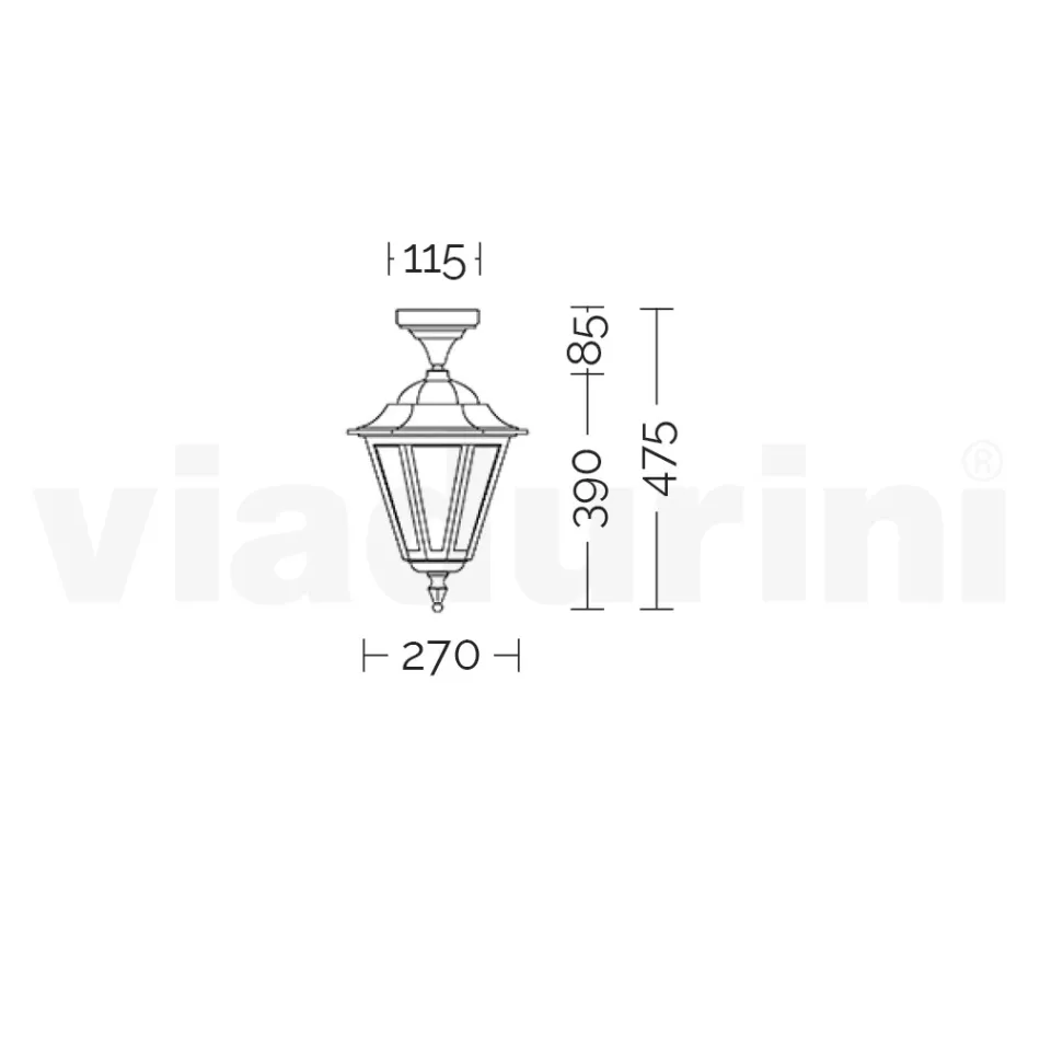 Haveloftslampe i glas og 5 aluminiumsfinisher - Pinako Viadurini