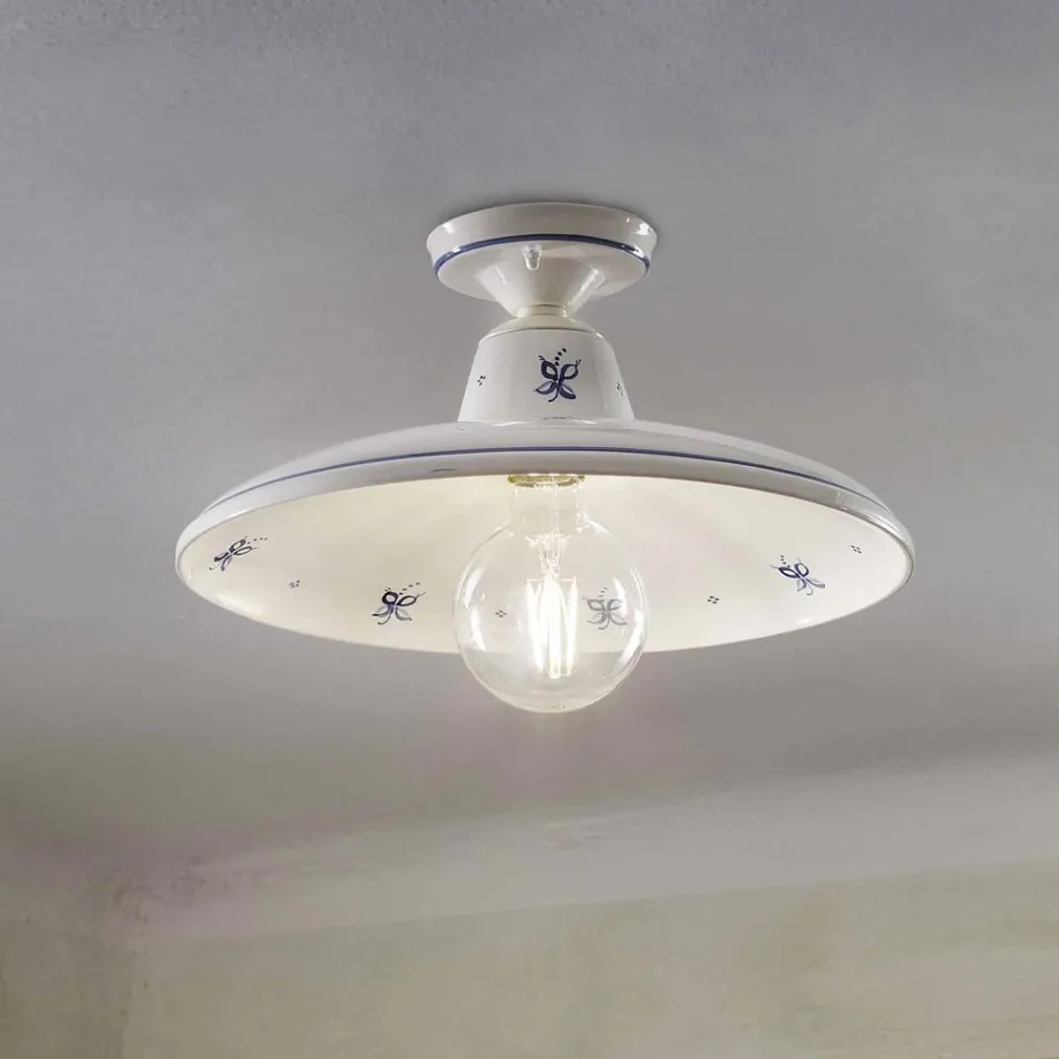 Loftslampe i keramik og vintage håndmalede dekorationer - Como Viadurini