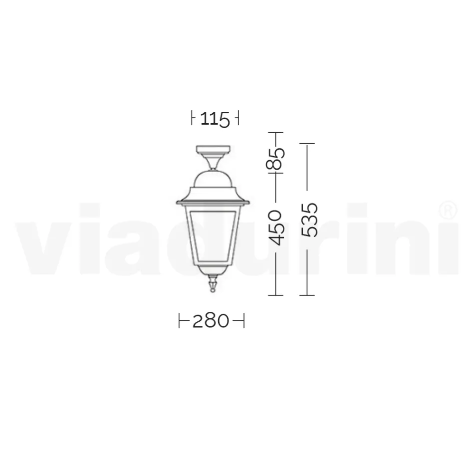Udendørs loftslampe i aluminium og sandblæst glas - Alchemist Viadurini