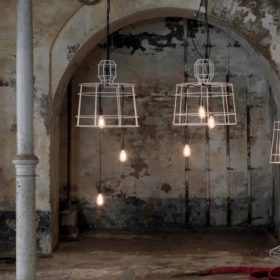 Ophængslampe 3 lys i design i hvid eller naturligt metal - Stylus Viadurini