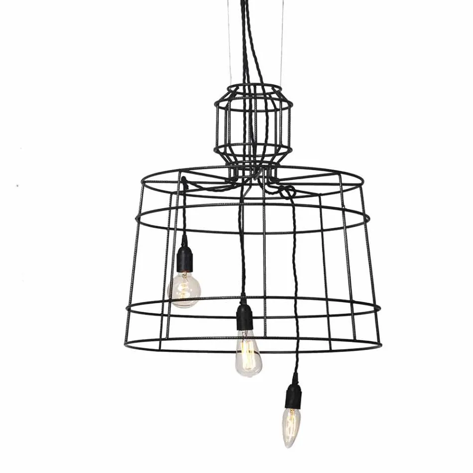 Ophængslampe 3 lys i design i hvid eller naturligt metal - Stylus Viadurini