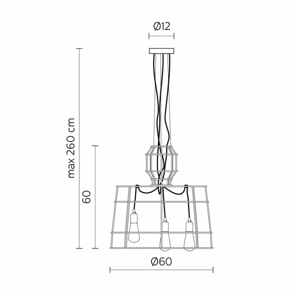 Ophængslampe 3 lys i design i hvid eller naturligt metal - Stylus Viadurini