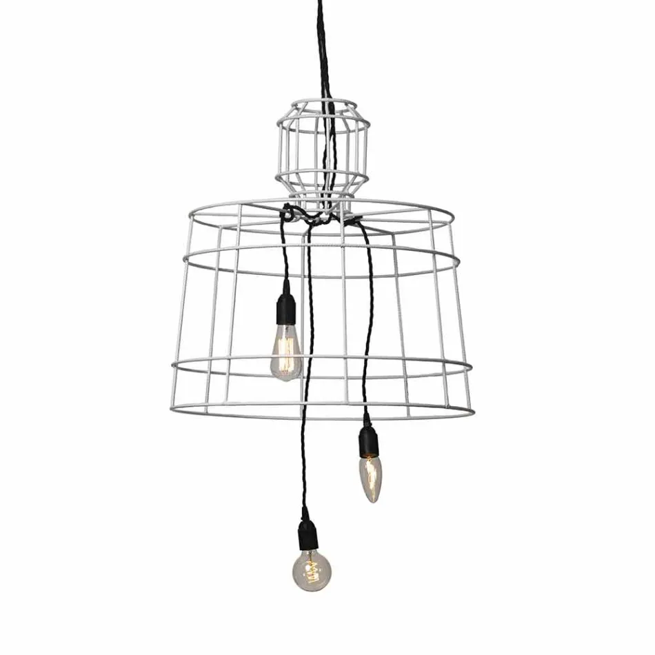 Ophængslampe 3 lys i design i hvid eller naturligt metal - Stylus Viadurini