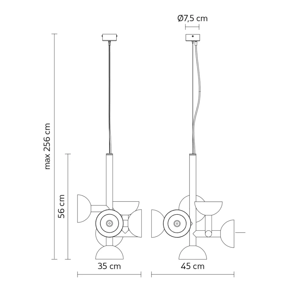 Pendellampe 6 lys Design i hvid eller sort aluminium - Celio Viadurini