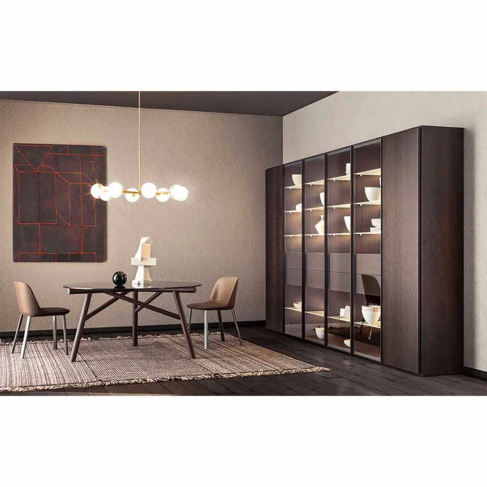 Ophængslampe 8 lys i naturligt messing og glas - Molecola af Il Fanale Viadurini