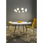 Ophængslampe 8 lys i naturligt messing og glas - Molecola af Il Fanale Viadurini