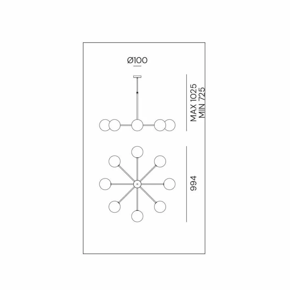 Ophængslampe 8 lys i naturligt messing og glas - Molecola af Il Fanale Viadurini