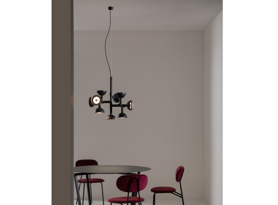 Pendellampe 9 lys Design i hvid eller sort aluminium - Celio Viadurini