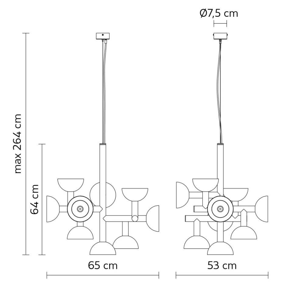 Pendellampe 9 lys Design i hvid eller sort aluminium - Celio Viadurini