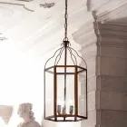 Hængende lampe med 3 lys messing og glas Turandot Viadurini