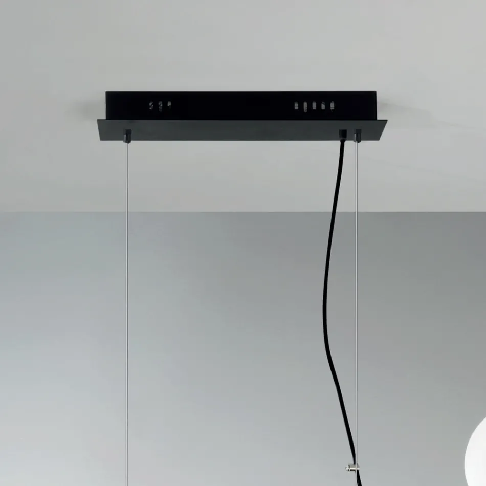 Pendellampe med 5 lys i metal og moderne blæst glas - Birga Viadurini