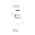 Pendellampe med 5 lys i metal og moderne blæst glas - Birga Viadurini