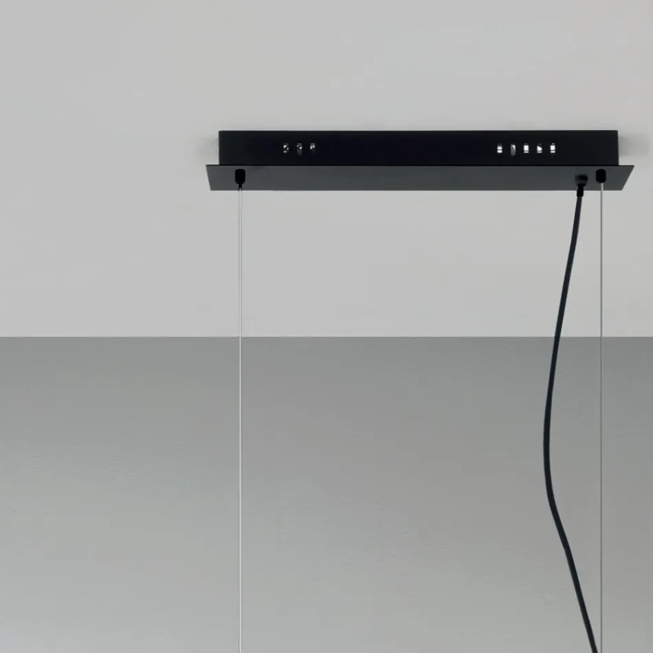 Pendellampe med 6 lys i metal og moderne blæst glas - Birga Viadurini