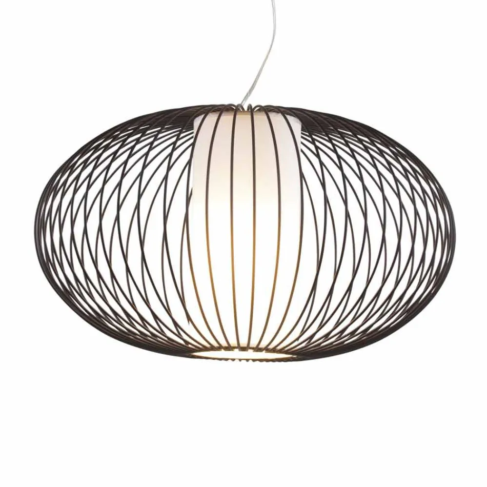 Pendel lakeret stål, Ø90xh.53xl.cavo100cm, Joy Viadurini