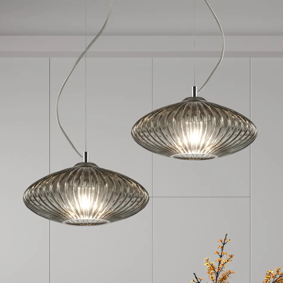 Håndlavet blæst glas hængelampe i Venedig - Dafne Viadurini