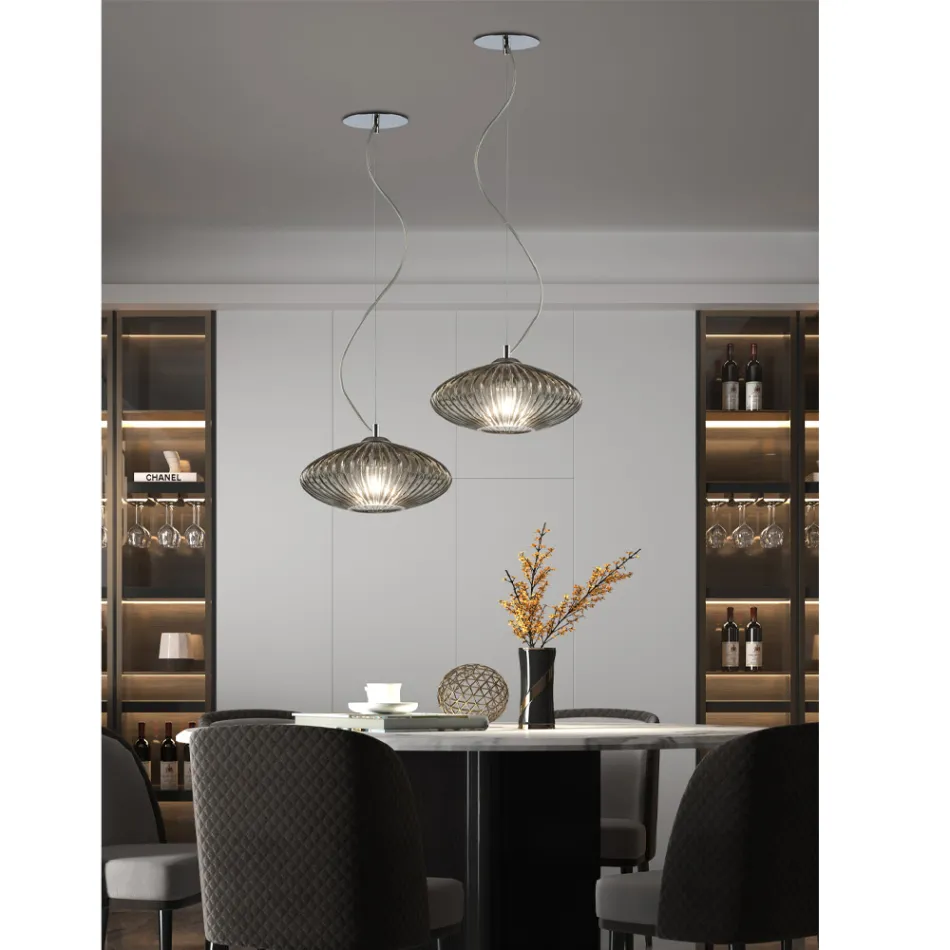 Håndlavet blæst glas hængelampe i Venedig - Dafne Viadurini