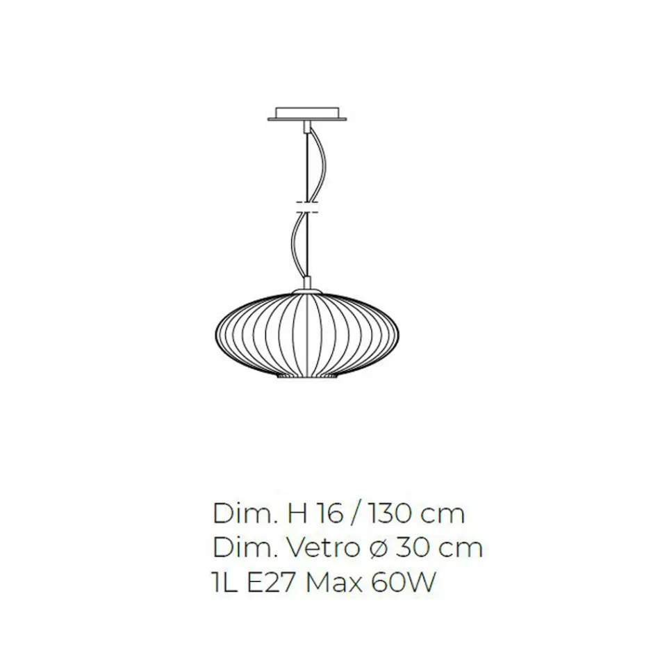 Håndlavet blæst glas hængelampe i Venedig - Dafne Viadurini