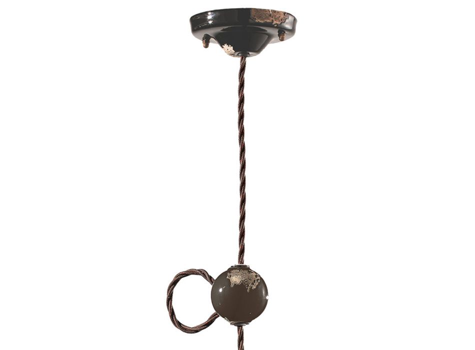 Industrial Artisan hængelampe i jern og keramik - Vintage Viadurini