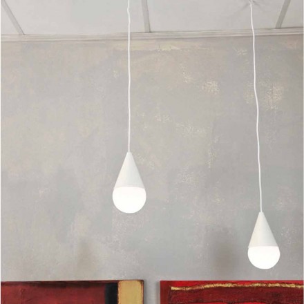 Hvid vedhæng lampe med 2 lys Drop, moderne design Viadurini