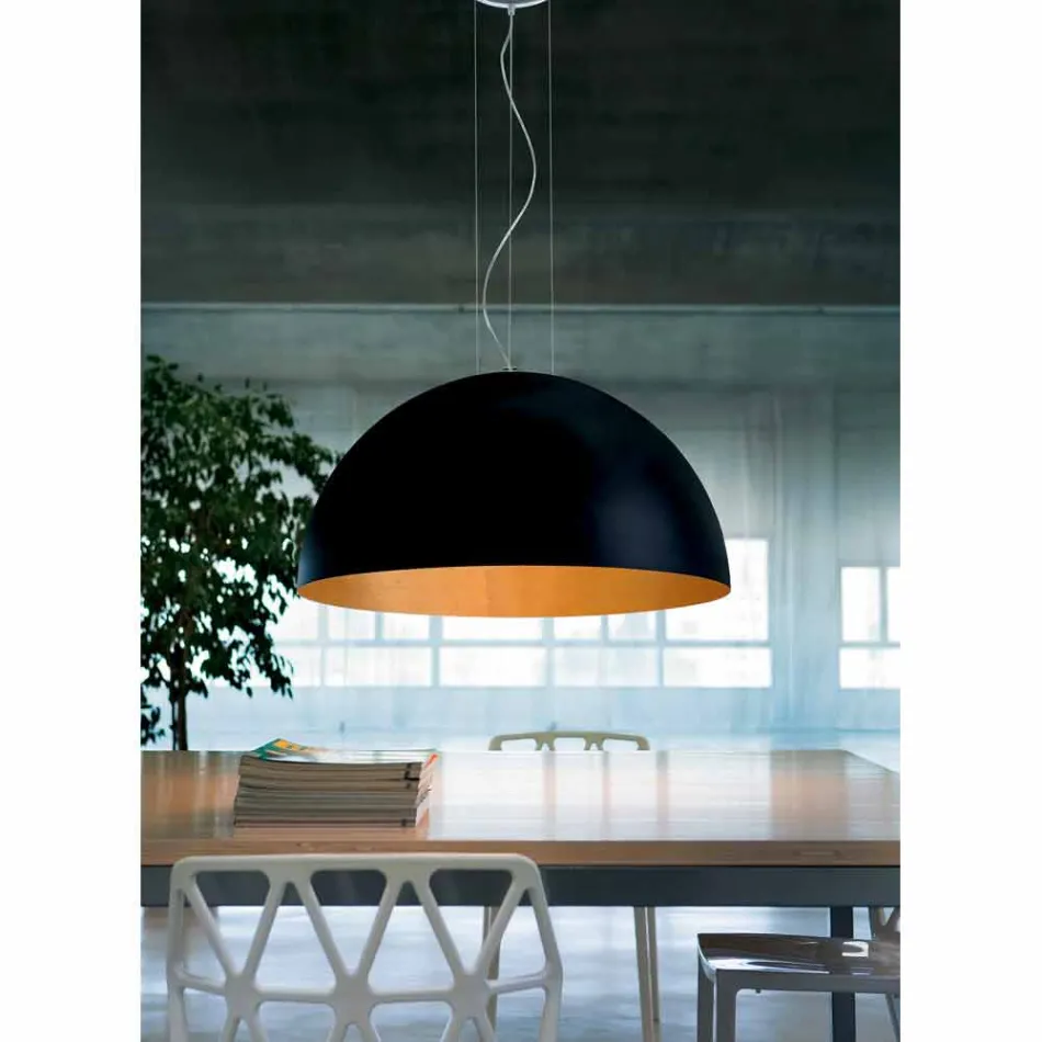 Lampe suspension i to-tone Ø40x H20x L.cavo100cm stål Lys Viadurini