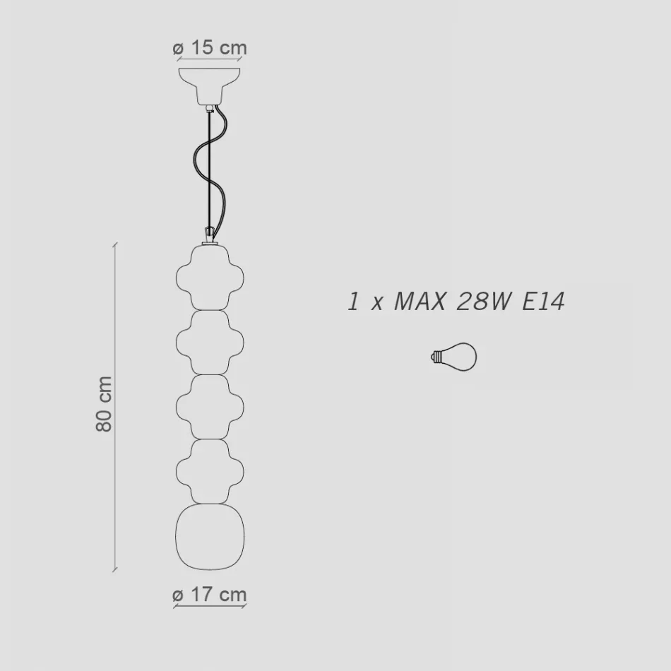 Pendellampe med 4 elementer i keramik og glas lavet i Italien - Capocabana Viadurini