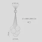 Pendellampe med 6 elementer i keramik og glas lavet i Italien - Afoxe Viadurini