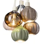 Pendellampe med 6 elementer i keramik og glas lavet i Italien - Afoxe Viadurini