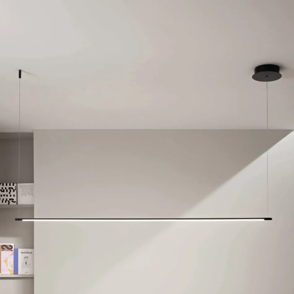 Pendel med LED-lys og længdejusterbare kabler - Orange Viadurini