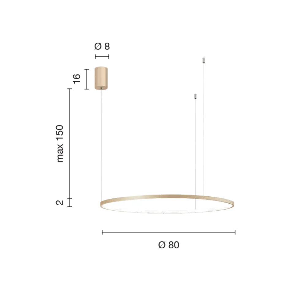 Pendel med vandret rundt LED lys i metal - Mulberry Viadurini