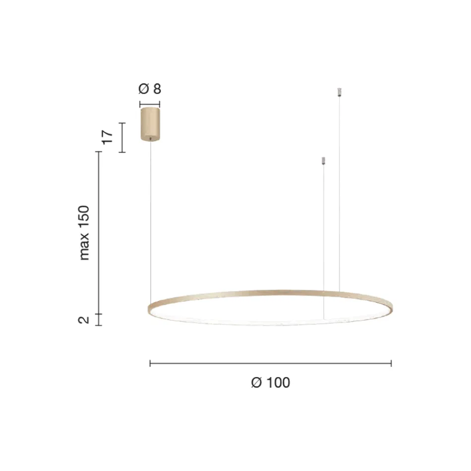 Pendel med vandret rundt LED lys i metal - Mulberry Viadurini