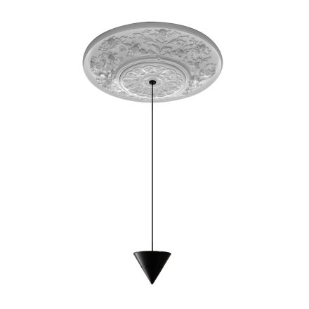 Ophængslampe Design Hvid gips og sort aluminium 1 kegle - Tesera Viadurini
