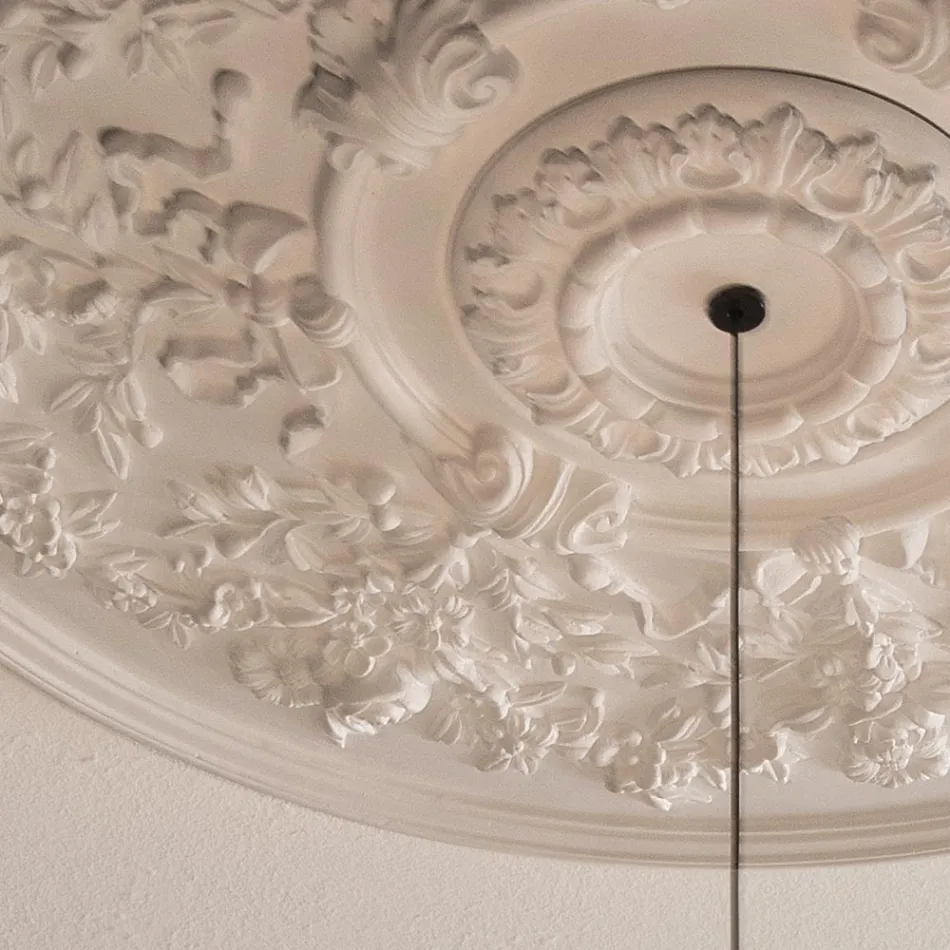 Ophængslampe Design Hvid gips og sort aluminium 1 kegle - Tesera Viadurini