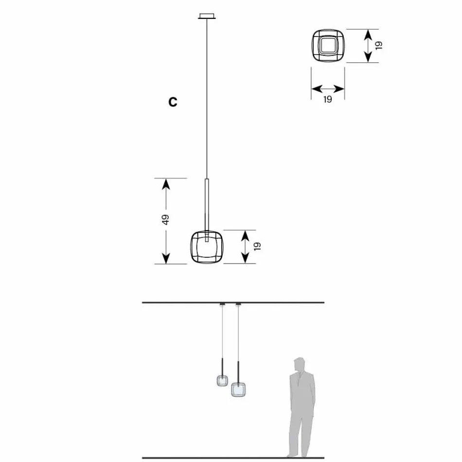 Design ophængslampe i skinnende metal fremstillet i Italien - Donatina Viadurini
