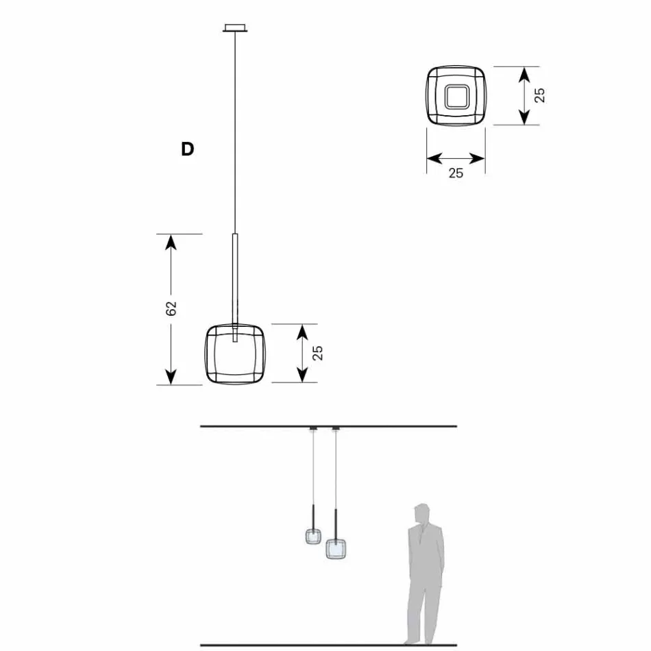 Design ophængslampe i skinnende metal fremstillet i Italien - Donatina Viadurini