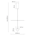 Ophængslampe i aluminium med hvid plade og sort kegle - Padel Viadurini