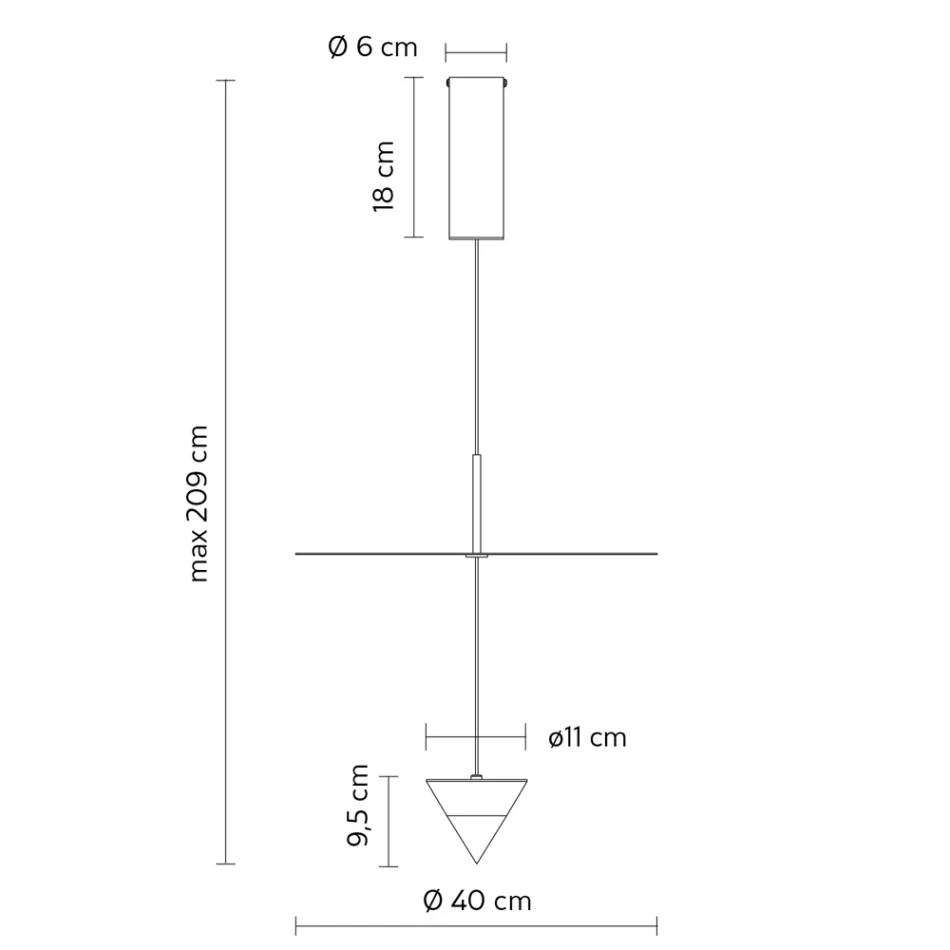 Ophængslampe i aluminium med hvid plade og sort kegle - Padel Viadurini