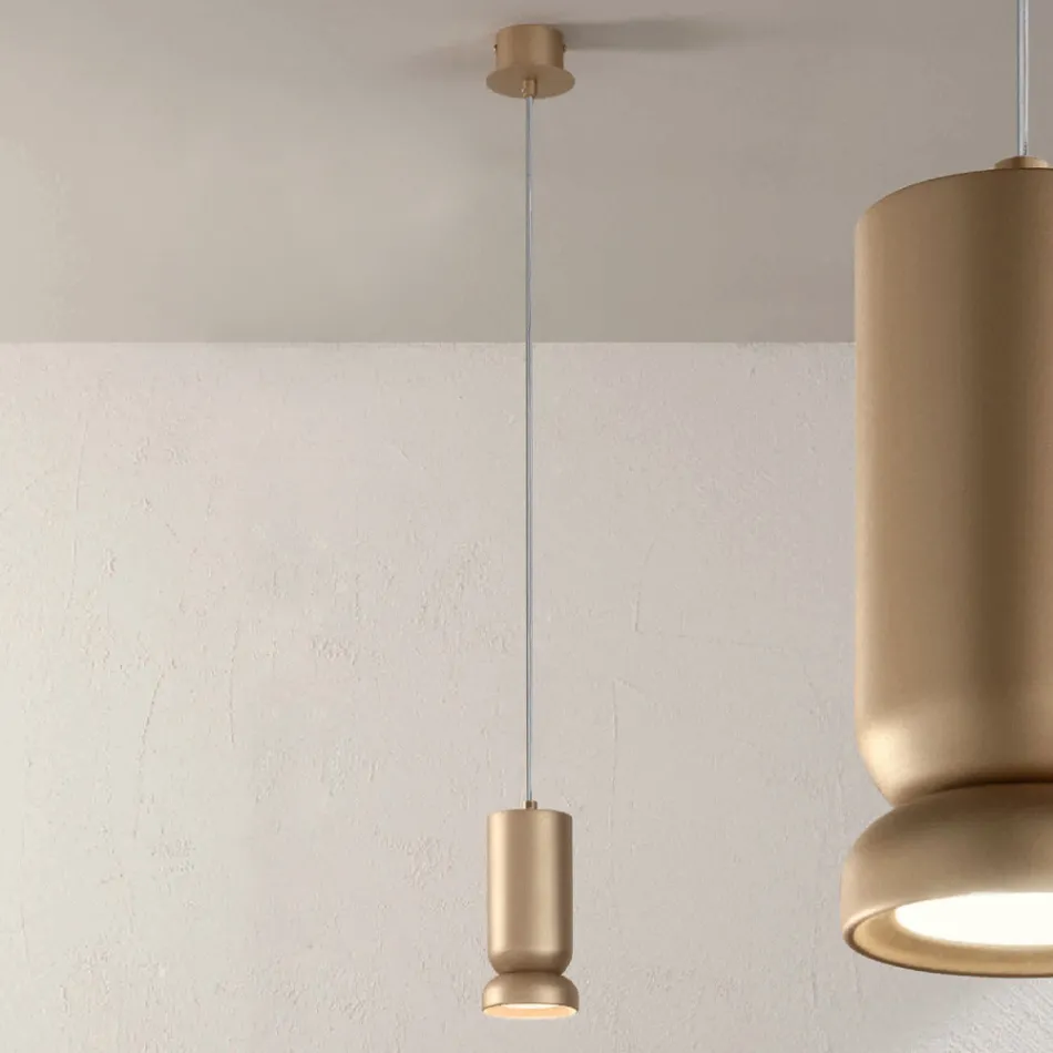 Pendellampe i pulverlakeret aluminium og justerbart kabel - Buxus Viadurini